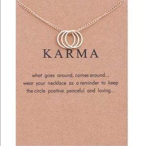 Golden Toned Karma Triple Rings Card Necklace